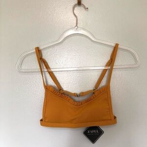 Zaful Bikini Top Mustard Yellow Ribbed Medium 6